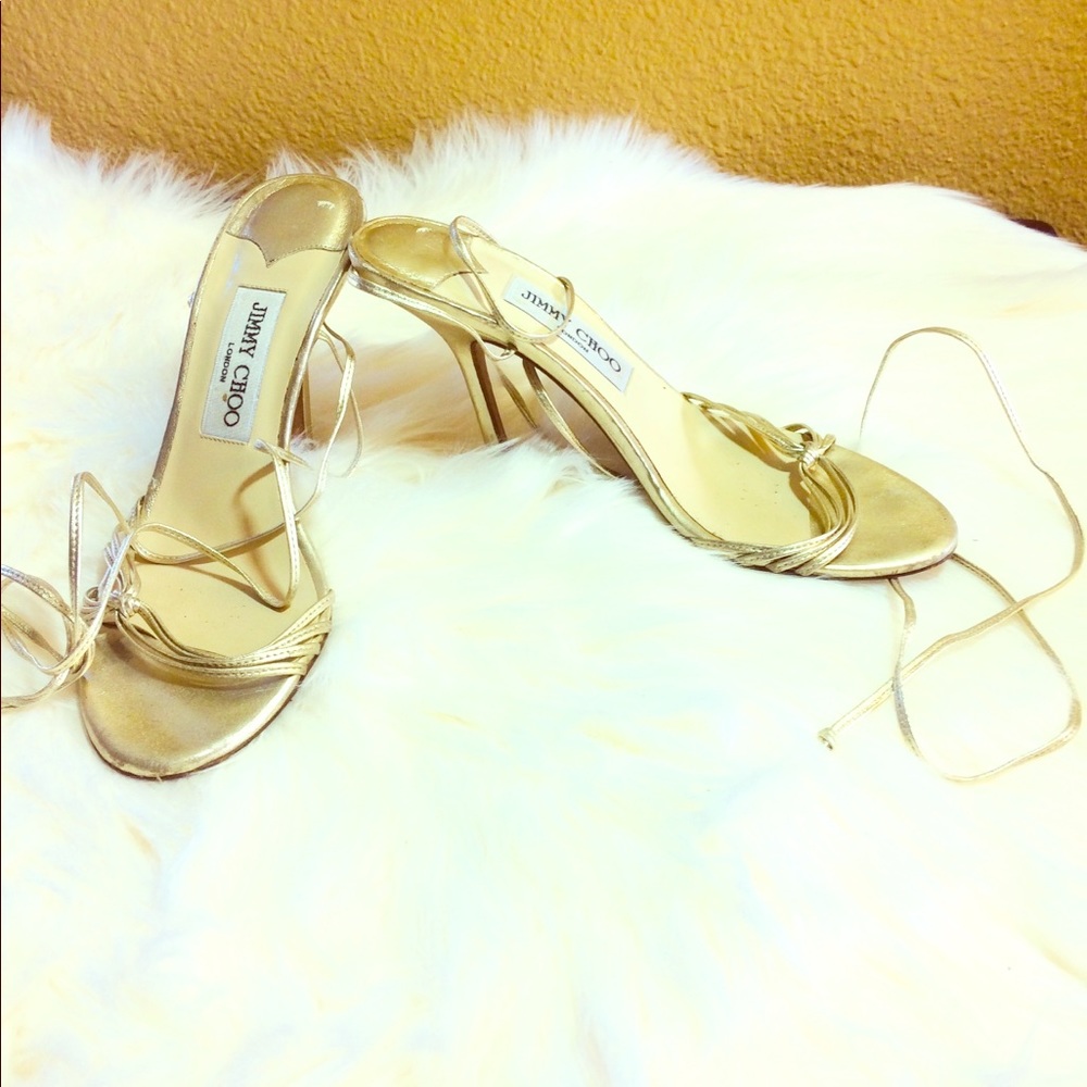 Jimmy Choo💋HP Ankle Strap Sandal Gold Size 7